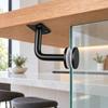 2-Piece Glass Support Hardware Set for Stair Rail, Featuring a Black Finish and Fixed-Plate Form for Mounting Tasks