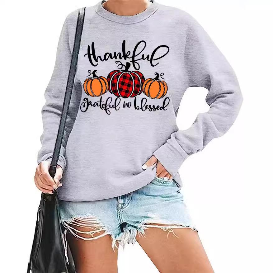 

Halloween Pumpkin Print Unisex Sweatshirt in Imitation Cotton 3XL