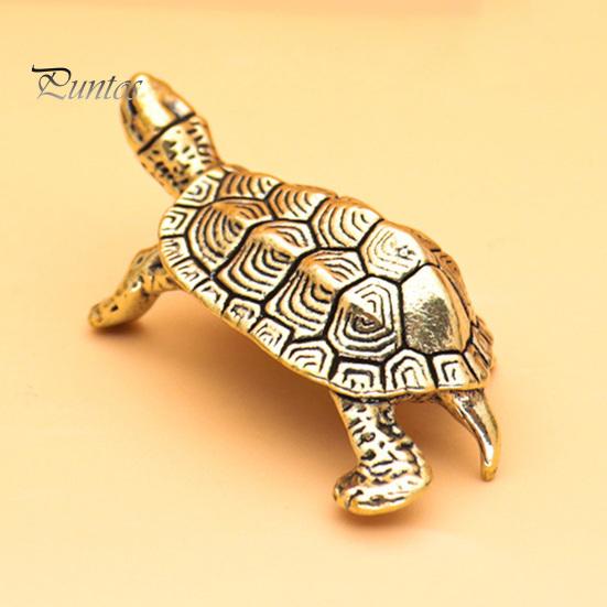Small Brass Tabletop Decor Vintage Turtle Statue, Metal Animal Figurine, Handcrafted Unique Art Piece Artistic Desktop Sculpture Ornament for