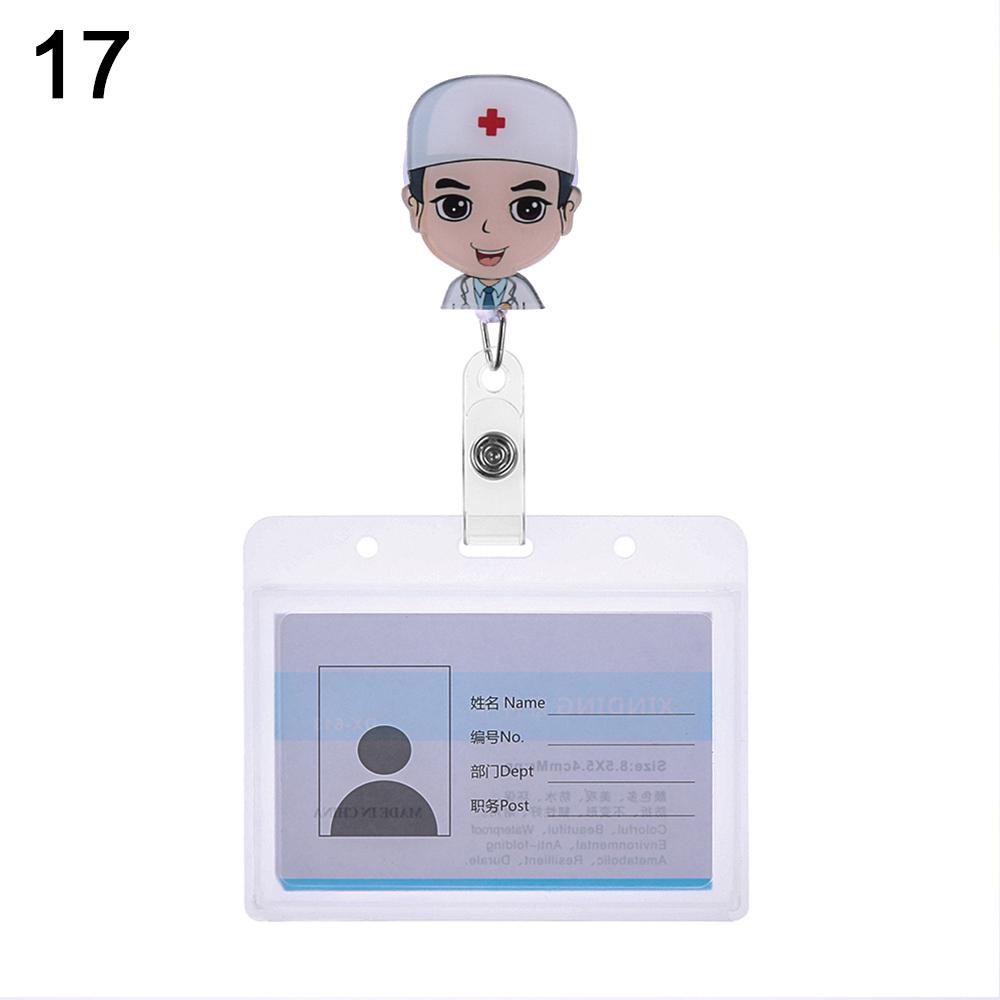 New Nurse Doctor Retractable Badge Reel with Horizontal Style Aluminum ID Business Card Work Card Badge Holder Office Supplies