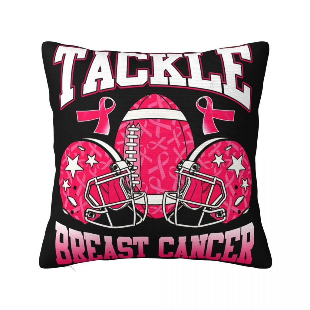 For Breast Cancer Support With Pink Ribbon Pillowcase Polyester Cushion Cover Decor Throw Pillow Case Cover Home Zipper 4040cm