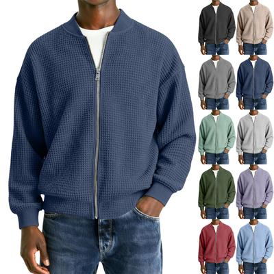 Men's Casual Zipper Stand Collar Long-Sleeve Lapel Jacket