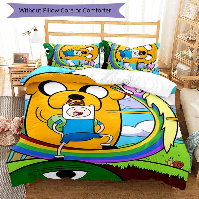 3pcs Adventure Time pattern bedding set duvet cover set includes duvet cover &pillowcases, perfect all season bedroom decoration & gift