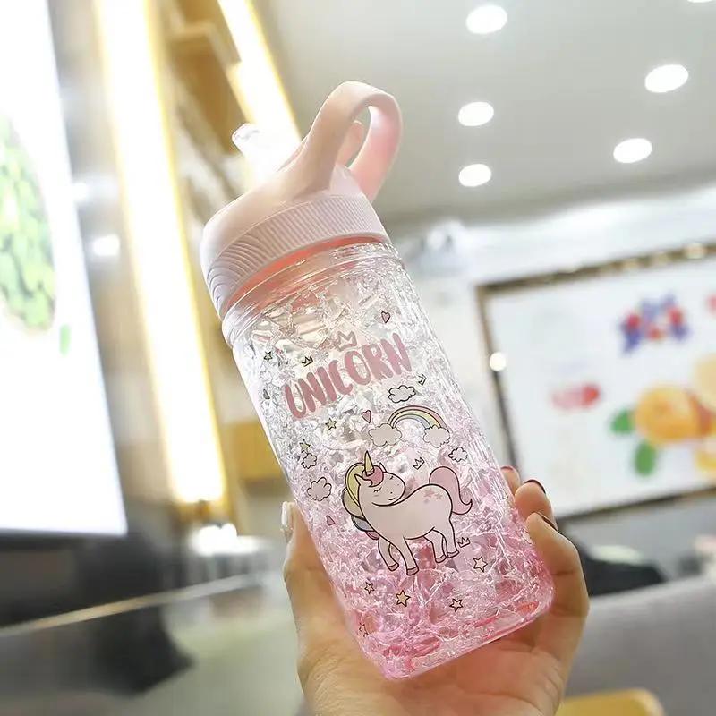 400ml Cartoon Children's Plastic Bottle Double Layered Water Bottle Outdoor Portable Portable Water Cup Sports Water Cup