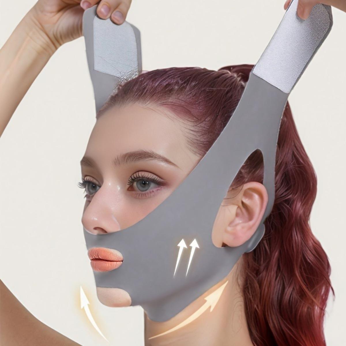 

Unisex Gray V-Line Face Lift Bandage, Breathable Seamless Material, Firms Skin & Diminishes Nasolabial Folds серый