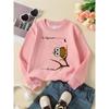 European Sizes Crewneck Sweatshirt for Girls with Owl On Branch Surrounded by Stars & Moon, Soft Comfy Sportswear for Casual Outings