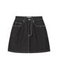 West Grand Boulevard Contrast Raw Denim Mini Skirt Black Indigo