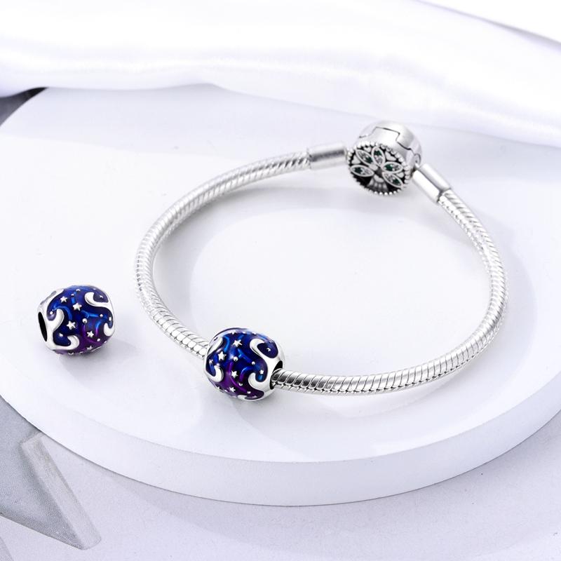 Authentic Charm Bead Charms Copper Plated Romantic Blue Starry River Stars Bead Charms Compatible With Bracelets Ideal For Women Women Jewellery Makin