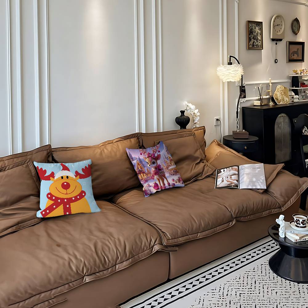 Weihnachts Rentier Kissenbezug Abnehmbarer Waschbarer Kissenbezug – Ganzjahresweichleinen