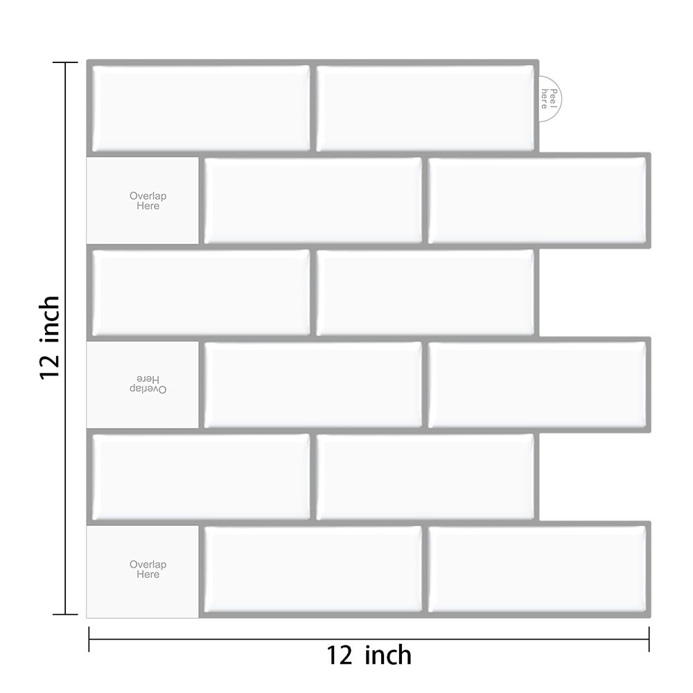 Backsplash Wallpaper White Subway Wall Tiles Peel and Stick Kitchen Bathroom 3D Tile Sticker