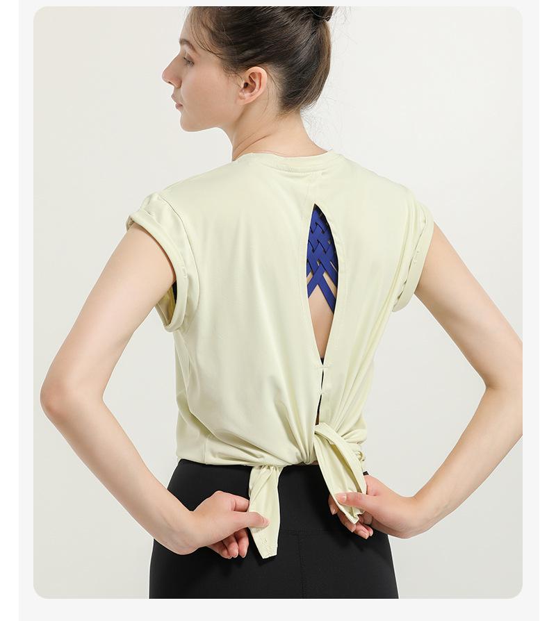 Women's Quick-Dry Sports T-shirt with Stylish Back Design for Yoga and Fitness