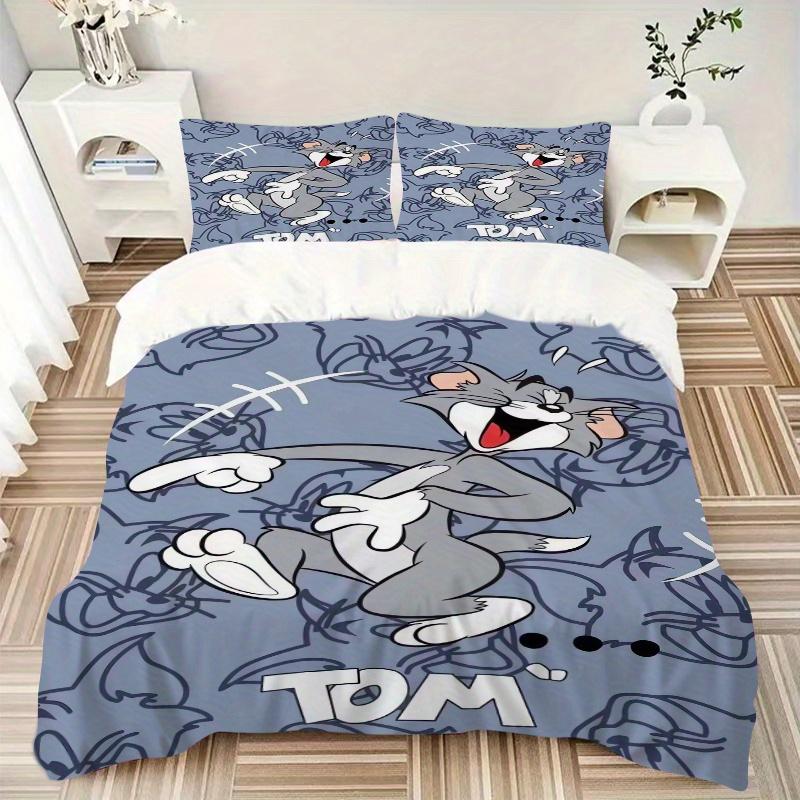 3pcs Tom Cat Bedding Set - 1 Soft Quilt Cover + 2 Pillowcases, Machine Washable - Suitable for All Seasons, Perfect Gift for Family and Friends.F095