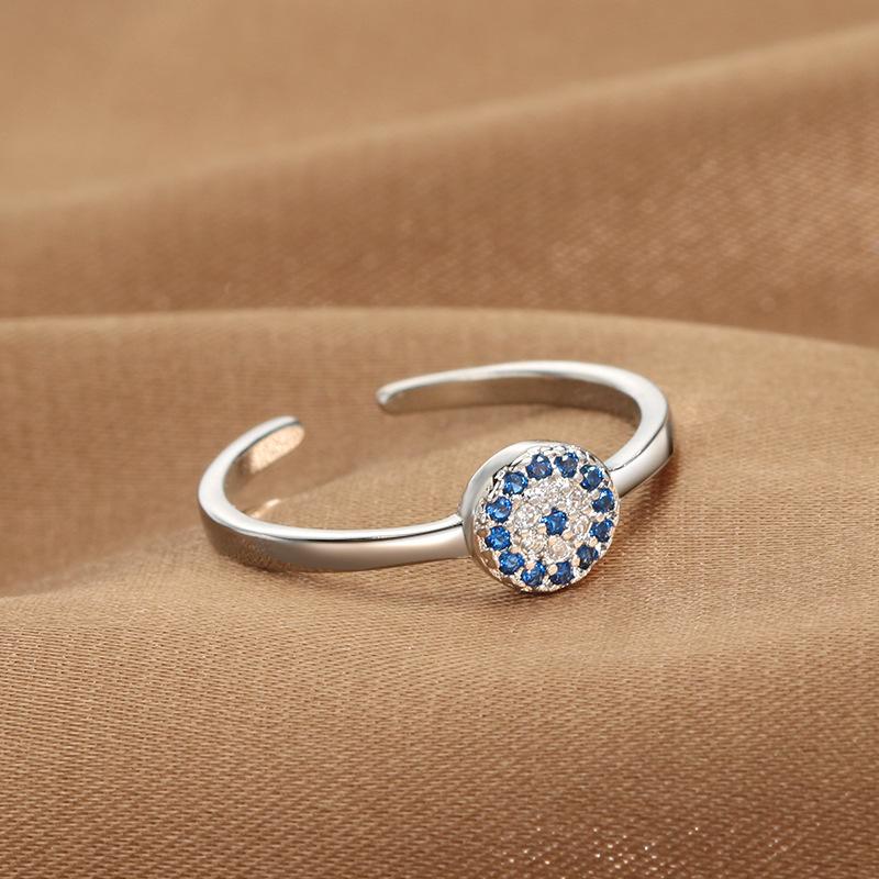 

Blue Zircon Devil Eyes Open Adjustable Rings Lucky Turkish Evil Eye Finger Rings For Women Wedding Band Jewelry