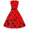Z Women's V-Neck Polka Dot Sleeveless Tie-Waist Retro Summer Swing Dress