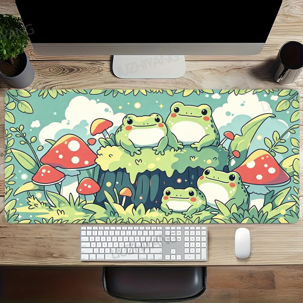 Cute Cartoon Frog Illustration Mouse Pad Anime Desk Mat XXL Rubber Non-Slip Office Mousepad Pc Accessories Gaming Long Mousepad