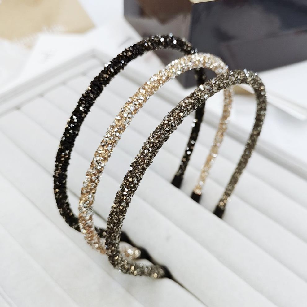 Fascia per capelli morbida in cristallo coreano alla moda per donne, con strass, perline, castone, accessori per capelli da ragazza, copricapo semplice