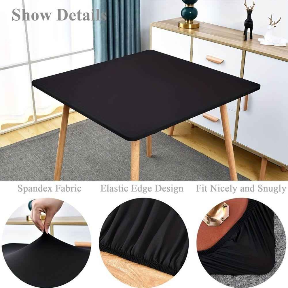 Solid Color Stain-Resistant Tablecloth Elastic Table Protector Durable Square Table Cover  Wedding