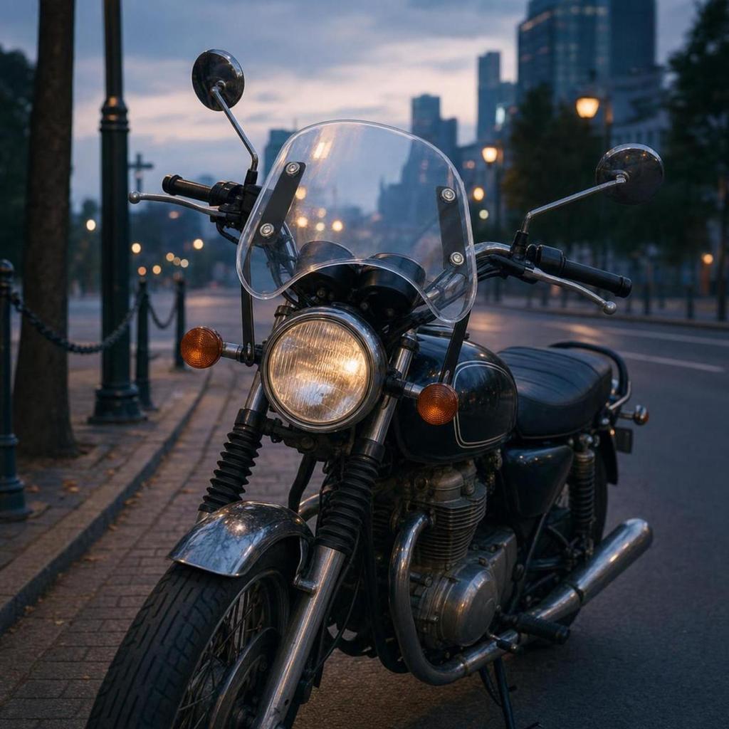 Retro Motorcycle Windshield with Headlight Bracket Screw-Fastened