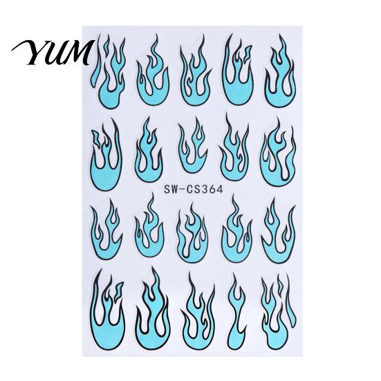 Waterproof Nail Art Women Stickers for Autumn Halloween, Pumpkin Spider Web Skull Flame Supplies Manicure Decal, DIY Holiday Party Decal