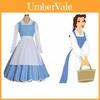 Robe Bleue de Servante Belle La Belle et la Bête Élégante avec une Finition Exquise pour Halloween
