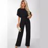 QICED Frühlings- und Sommermode, kurzärmliger Jumpsuit mit Schnürung für Damen