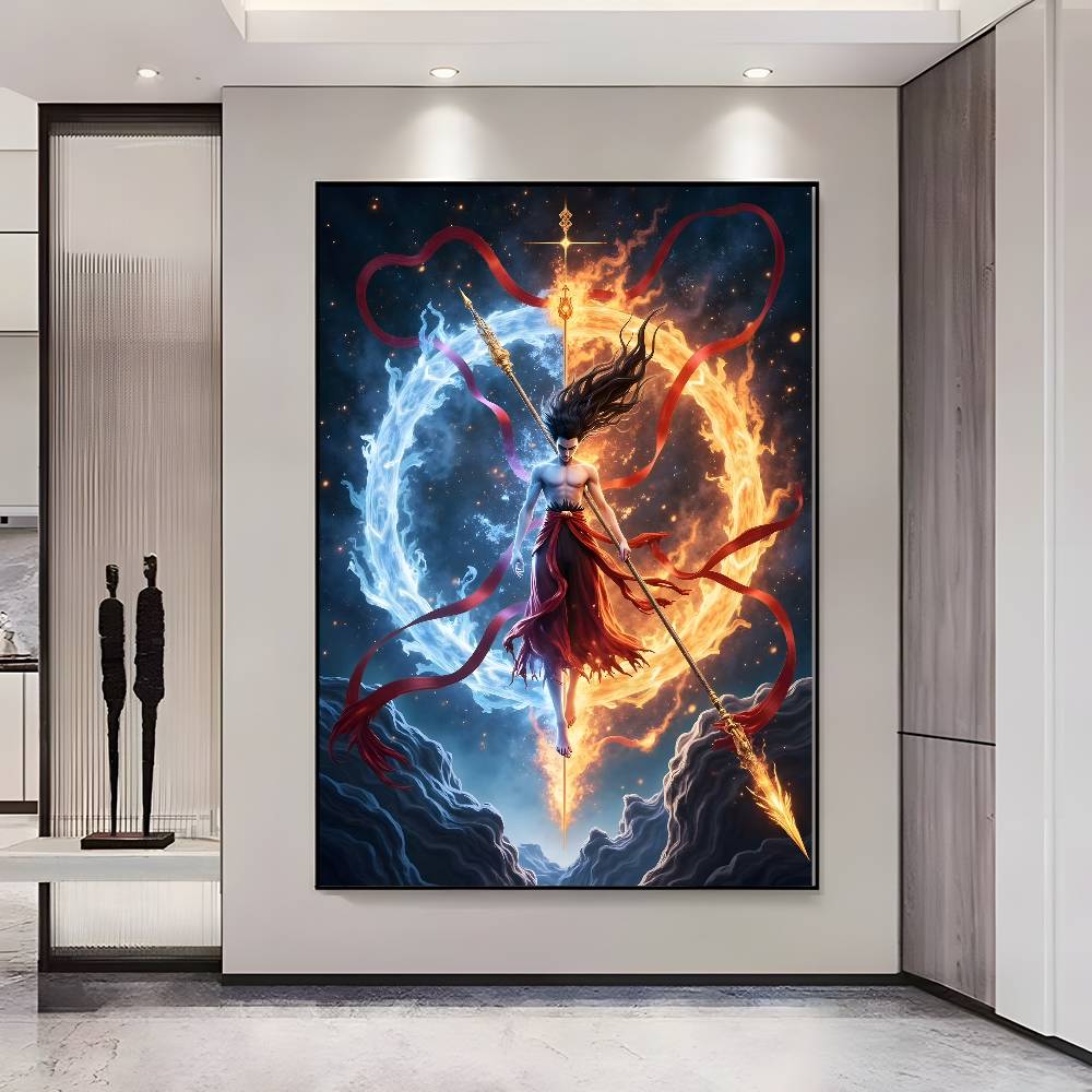 Chinese Anim Nezha Poster HD Posters Self Adhesive Waterproof Ideal for Living Room Bedroom Bar Decoration