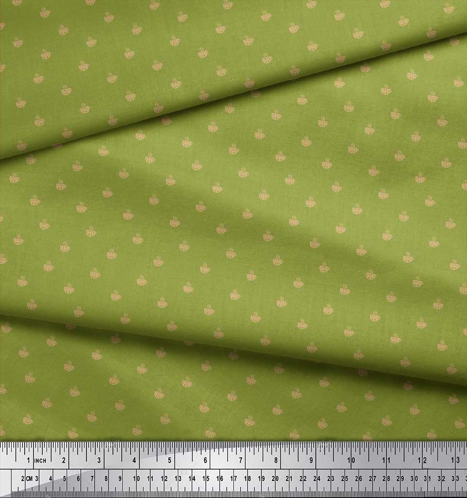 Soimoi Japan Crepe Satin Fabric Tea Cup Shirting Print Fabric by Metre 42 Inch