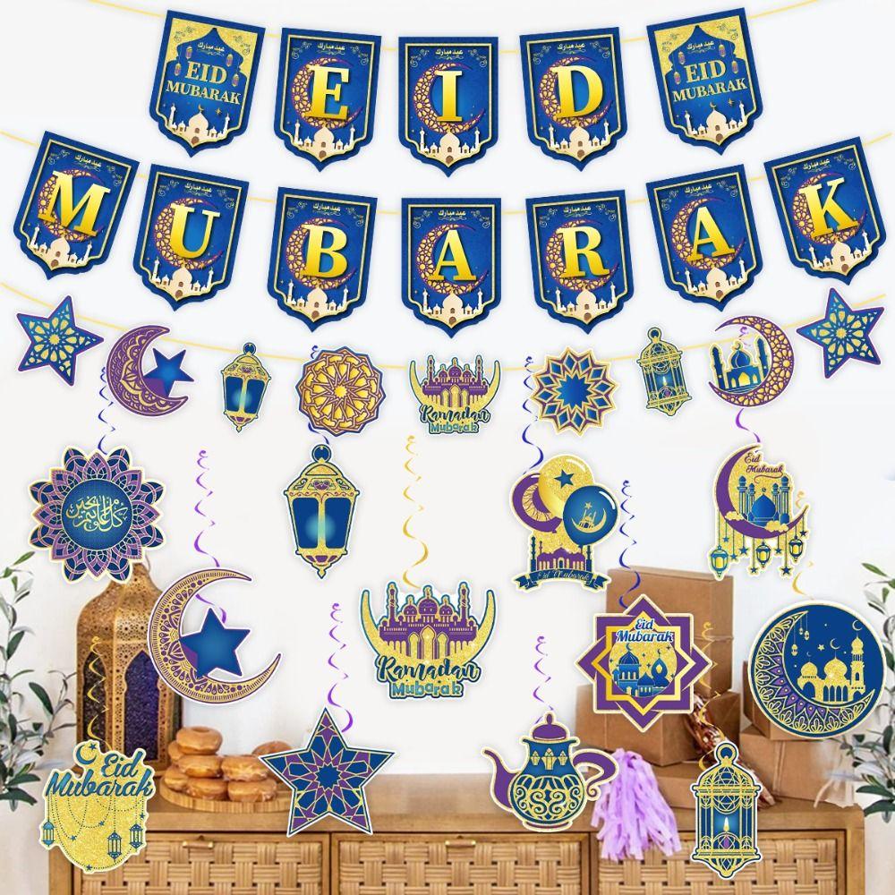 קישוט תלייה לעיד מובארכ מוסלמי אסלאמי ירח וכוכבים לרמדאן 2026