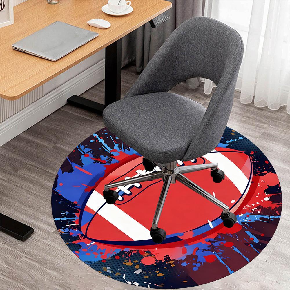1PC Football Sport Round Chair mat Area Rug - Non-Slip, Floor Mat for Office, Bedroom, and Indoor Decor -Gift D1127219