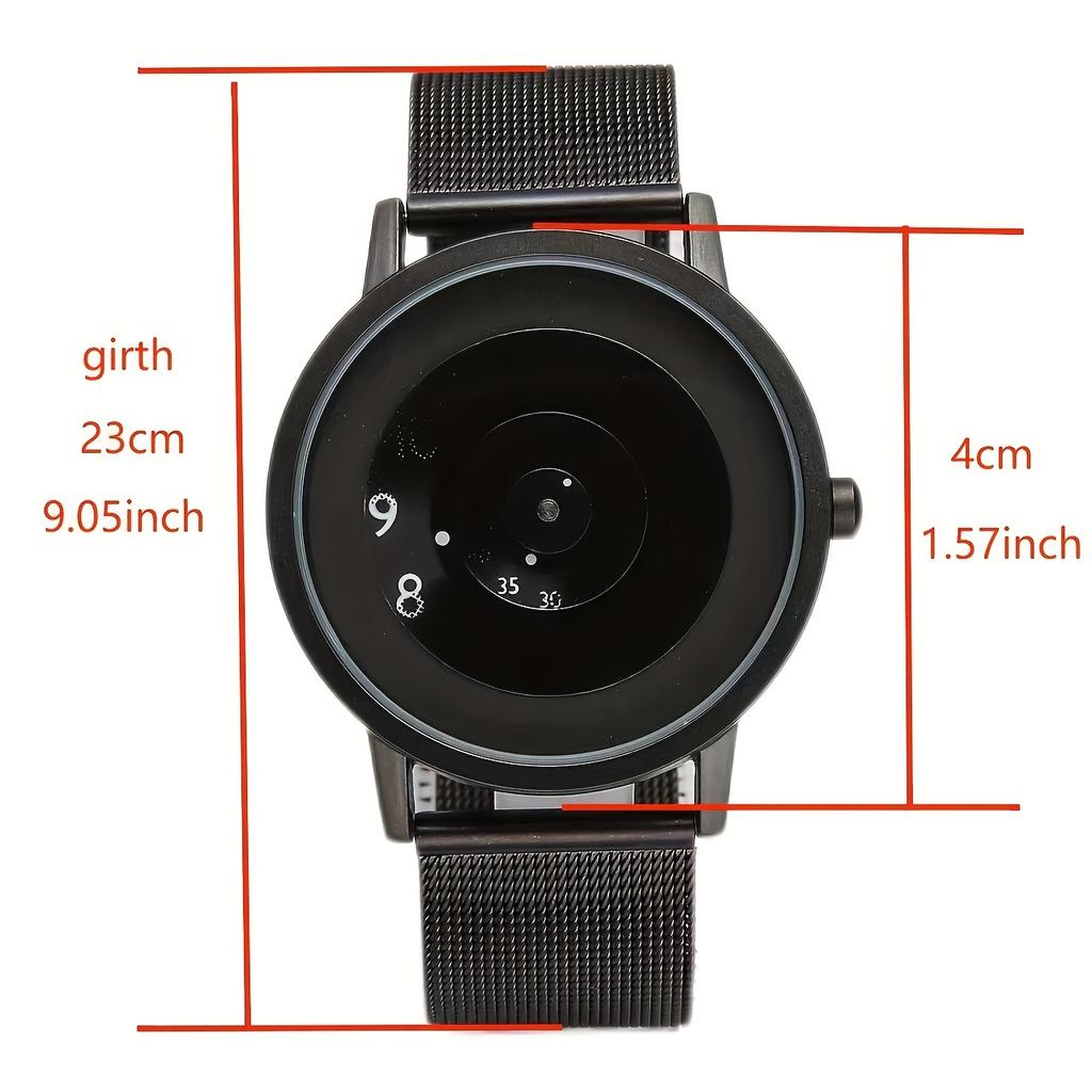 1pcSteel Band Creative Trend Pointless Style Watch Women's Simple and Elegant Style Black Technology Men's Watch