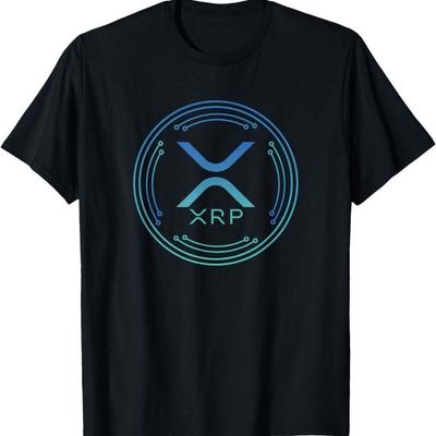 Ripple Cryptocurrency XRP Logo TShirt 100 Cotton Soft Crew Neck Short Sleeve Vibrant Blue Print On Black Unisex Casual Shirt