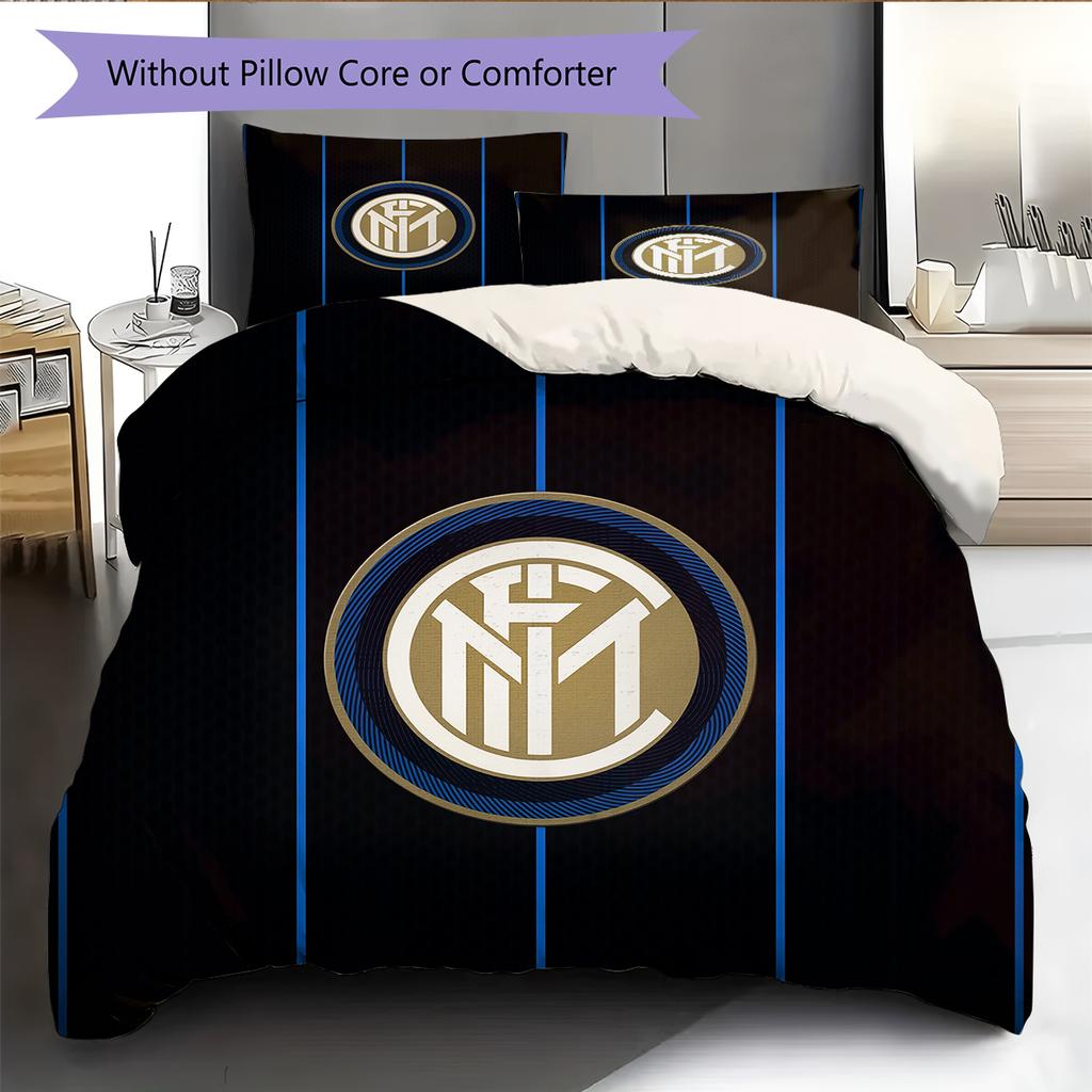 FC Internazionale Milano Vzorované povlečení Domácí dekorace Narozeninový dárek (1 * povlak na přikrývku + 2 * povlak na polštář, bez výplně)
