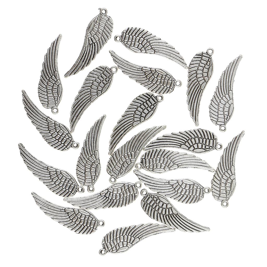 20 Pieces Tibetan angel Wing Charm Pendant Jewelry Making Accessories