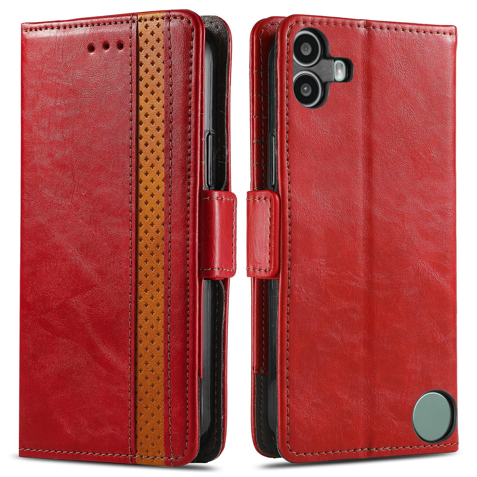 

Чехлы для телефона Nothing CMF Phone 1 CASENEO Обложка-подставка из ПУ кожи с кошельком и RFID-блокировкой Red