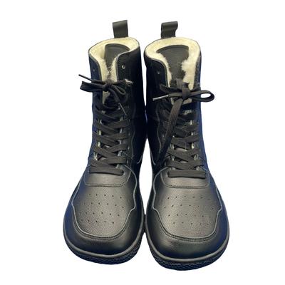 Barefoot Genuine Leather Winter Middle-High Boots Real Natural Fur Linning Warm Men Women Zero Sole Light Weight
