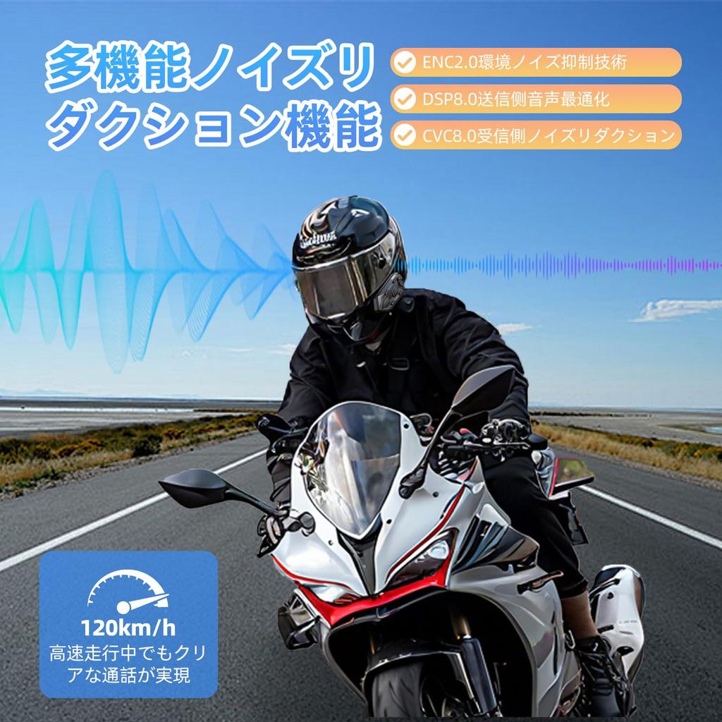 WAYXIN R6S Motorcycle Helmet Simultaneous 1500m Communication 50H Continuous Qualcomm Bluetooth Quadruple Noise Siri HIFI Sound IP67 Waterproof and