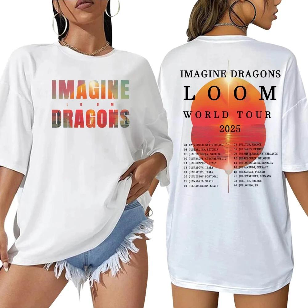 Imagine Dragons Loom Tour 2026 Women's Men Summer T-shirt Oversized Shirt Girls Fashion Y2K Female Cotton T Shirt Streetwear