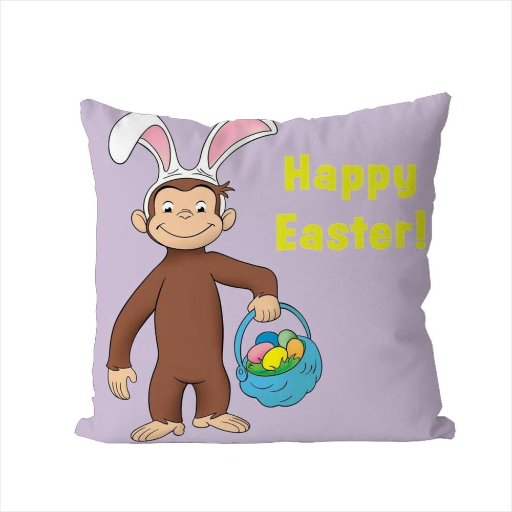 CCurious George Pillow Case For Car Sofa Decorative Home Doublesided Print Plush Square Throw Pillow Cushion Cover