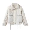 Womens Oversized Cotton-Padded Jacket With Large Pockets Solid Color Zipper Front Loose Fit 2025 Casual Outerwear