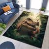 Jungle T‑Rex Dinosaur Realistic Print Area Rug Non‑Slip Rectangular Floor Mat Prehistoric Animal Decor Rug for Bedroom Living Room