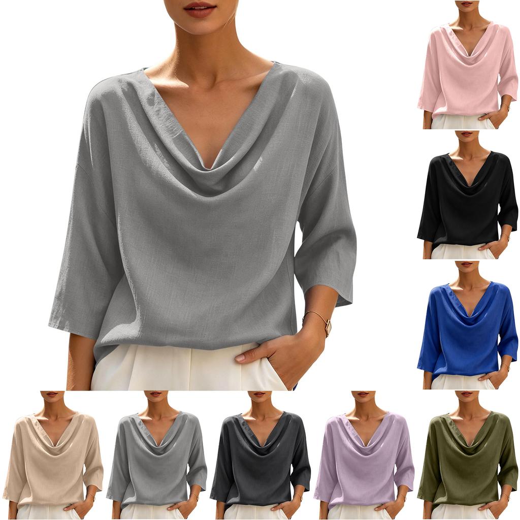 Women's Casual V-Neck Loose Pullover Top