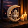 Handmade Resin Craft Halloween Ghost Swing Figurine, Spooky On A Moon Statue, Creative Sculpture Gothic Home Decoration for Desktop, Mantel,