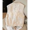 Women's Round Neck Loose Fit Embroidered Pullover Vest