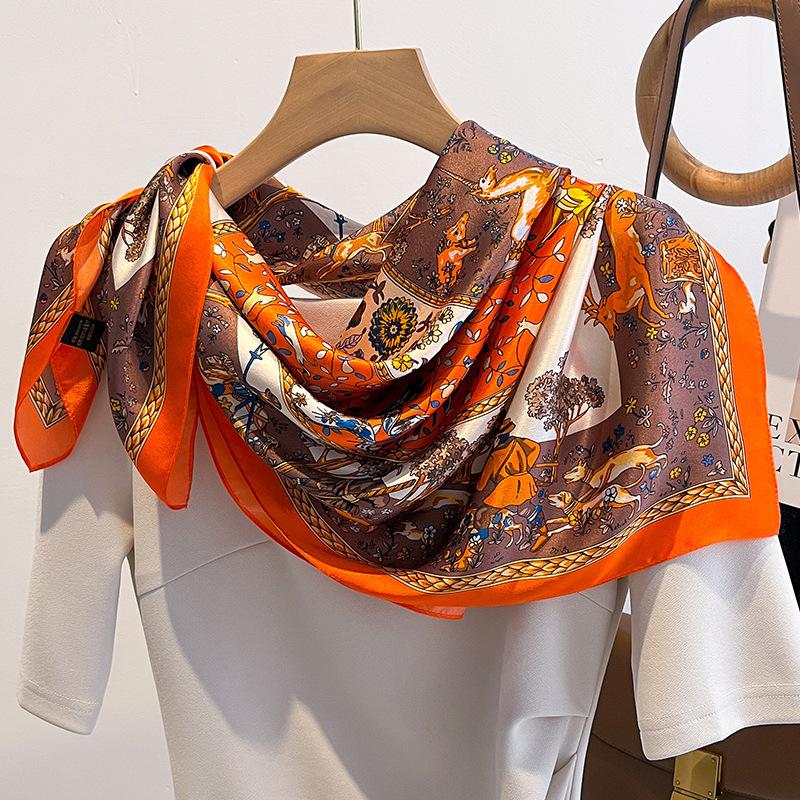 Natural Silk Scarf Women Square Shawls Wraps Scarves Pashmina Female Hijab Bandana Bufanda Poncho Kerchief Cachecol 90Cm