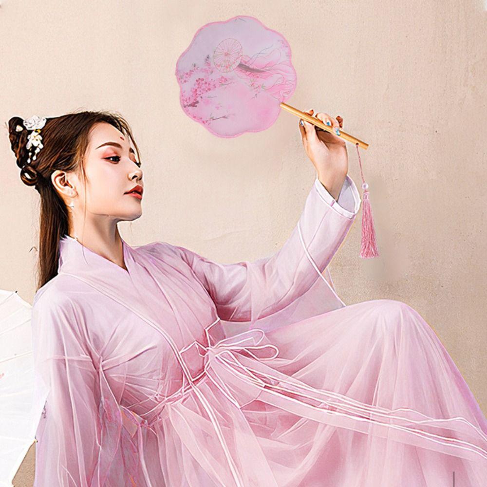 Tassels Embroidery Fan Handheld Silk Fan Ancient Chinese Style Round Fan  Home Decor