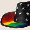 Homburg Cowboy Hats with Exotic Belt Star Trim Knight Hat Straw Top Hat Rainbow Porkpie Hat for Boy Men Straw Hat