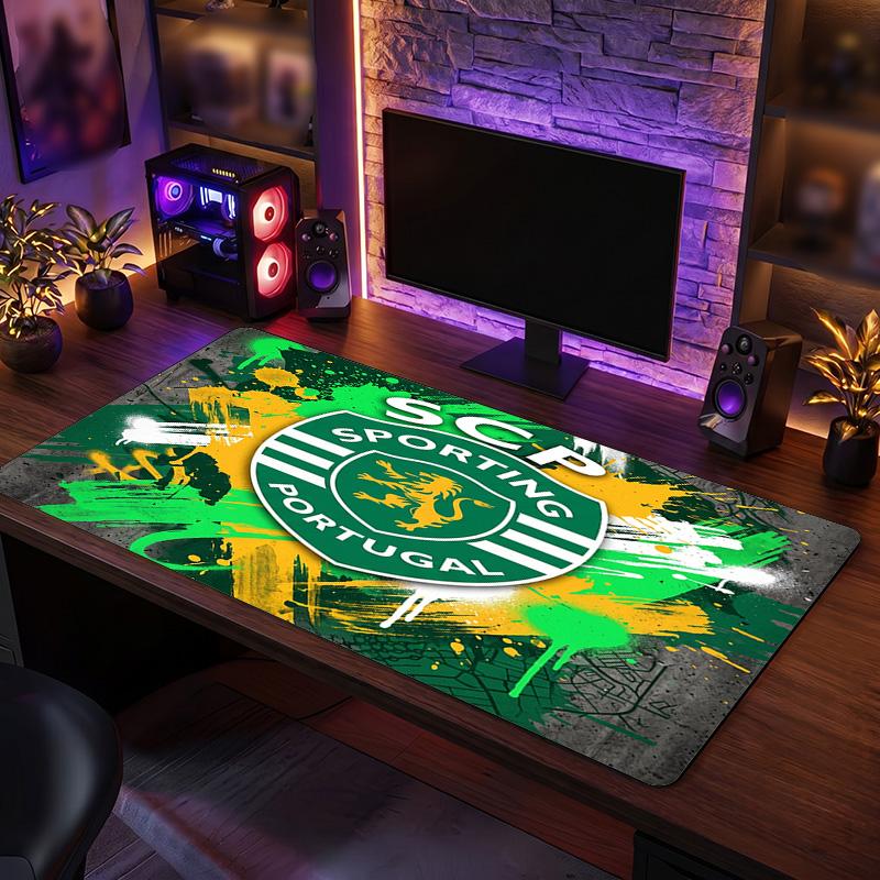 Sporting CP FC Theme Pattern Mouse Pad, Soccer Logo Design XXL Gaming Desk Mat Non-Slip Computer Mouse Pad