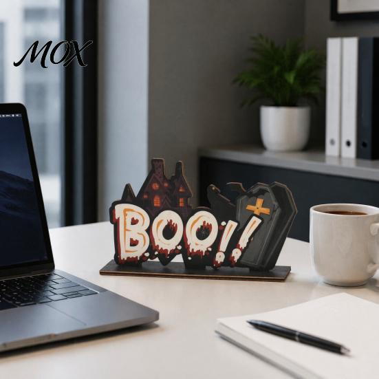 Tiered Tray Halloween Decor Wooden Ornaments for Tabletop Decorations, Stable Base Table Decorative Wood Signs Centerpiece Home Party And Spooky