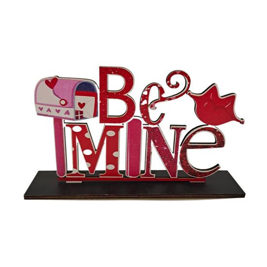 Valentine's Day Wooden Table Sign Romantic Love Heart Shape Tiered Tray Decor Freestanding Tabletop Centerpiece for Desk Shelf Home Decor