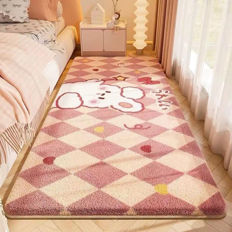 Adorable Cartoon Kids' Faux Cashmere Non-Slip Rug - Soft & Dirt-Resistant for Bedroom or Balcony